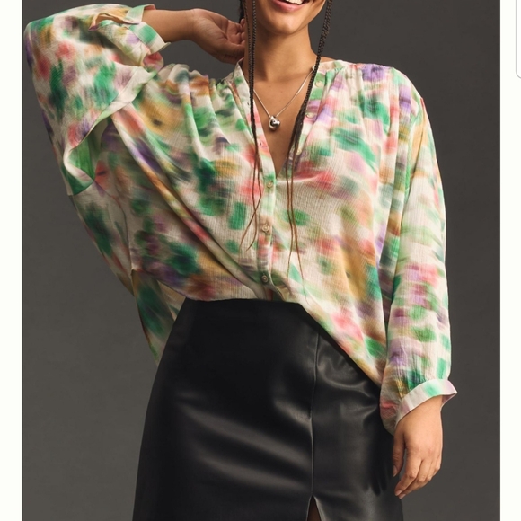 Pilcro Womens Pastel Color Longsleeve The Batwing Blouse By Anthropologie - Picture 3 of 14